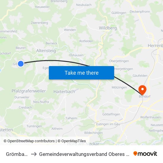 Grömbach to Gemeindeverwaltungsverband Oberes Gäu map