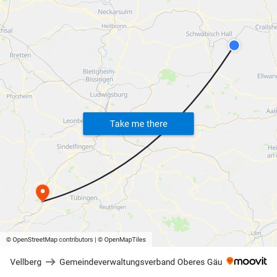 Vellberg to Gemeindeverwaltungsverband Oberes Gäu map