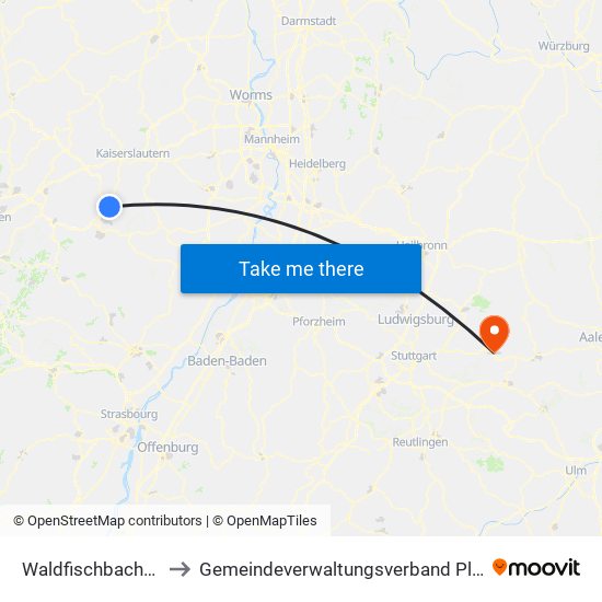 Waldfischbach-Burgalben to Gemeindeverwaltungsverband Plüderhausen-Urbach map