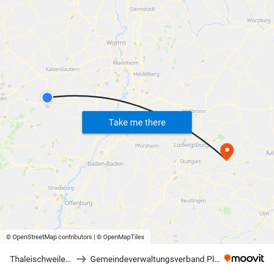 Thaleischweiler-Fröschen to Gemeindeverwaltungsverband Plüderhausen-Urbach map