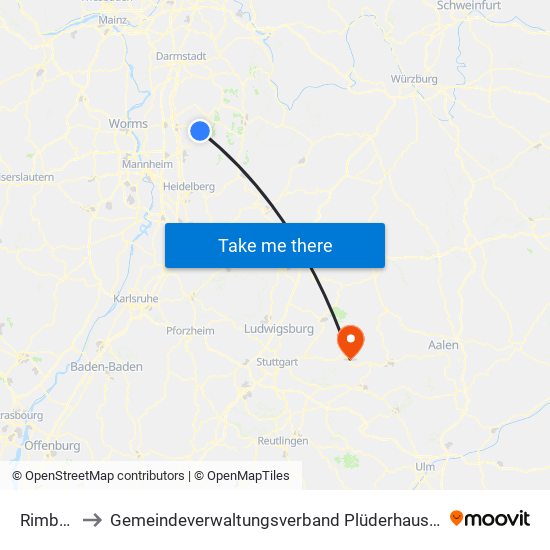 Rimbach to Gemeindeverwaltungsverband Plüderhausen-Urbach map