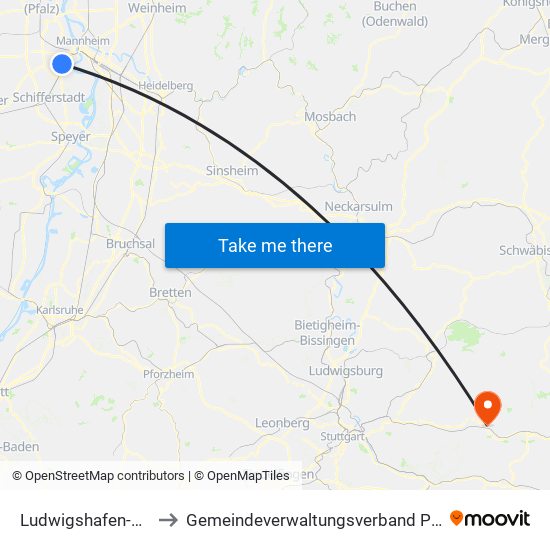 Ludwigshafen-Gartenstadt to Gemeindeverwaltungsverband Plüderhausen-Urbach map