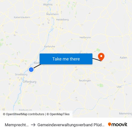 Memprechtshofen to Gemeindeverwaltungsverband Plüderhausen-Urbach map