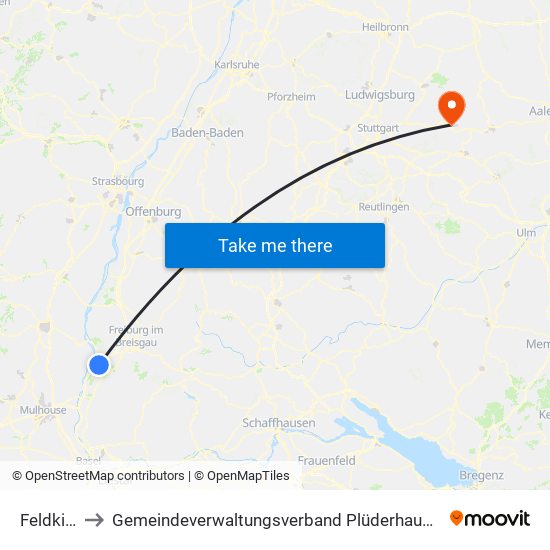 Feldkirch to Gemeindeverwaltungsverband Plüderhausen-Urbach map