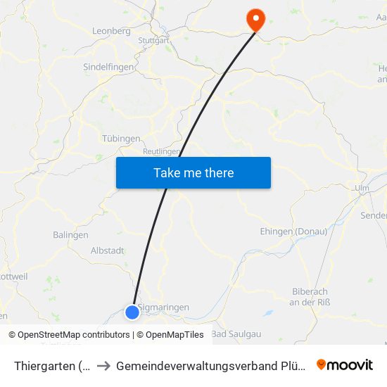 Thiergarten (Beuron) to Gemeindeverwaltungsverband Plüderhausen-Urbach map