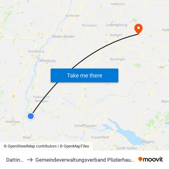 Dattingen to Gemeindeverwaltungsverband Plüderhausen-Urbach map