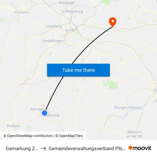 Gemarkung Zillhausen to Gemeindeverwaltungsverband Plüderhausen-Urbach map