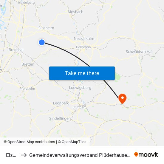 Elsenz to Gemeindeverwaltungsverband Plüderhausen-Urbach map