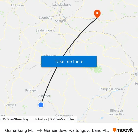 Gemarkung Meßstetten to Gemeindeverwaltungsverband Plüderhausen-Urbach map