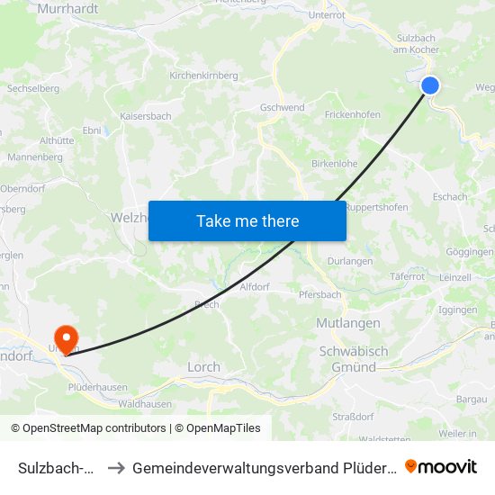 Sulzbach-Laufen to Gemeindeverwaltungsverband Plüderhausen-Urbach map