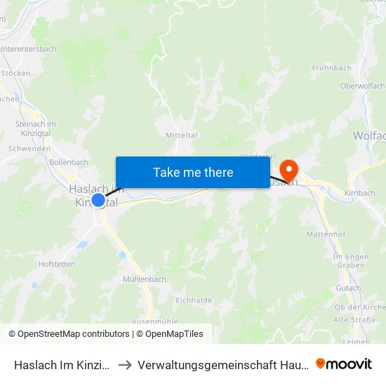 Haslach Im Kinzigtal to Verwaltungsgemeinschaft Hausach map