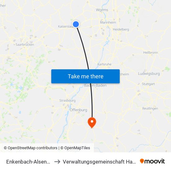 Enkenbach-Alsenborn to Verwaltungsgemeinschaft Hausach map