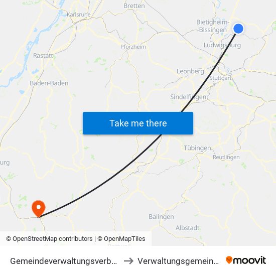 Gemeindeverwaltungsverband Steinheim-Murr to Verwaltungsgemeinschaft Hausach map