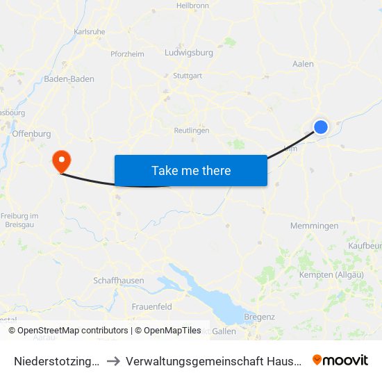 Niederstotzingen to Verwaltungsgemeinschaft Hausach map