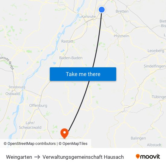 Weingarten to Verwaltungsgemeinschaft Hausach map