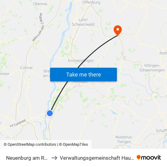 Neuenburg am Rhein to Verwaltungsgemeinschaft Hausach map