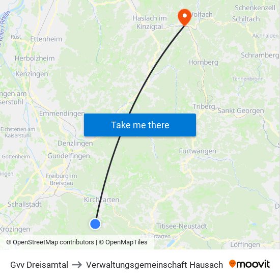 Gvv Dreisamtal to Verwaltungsgemeinschaft Hausach map