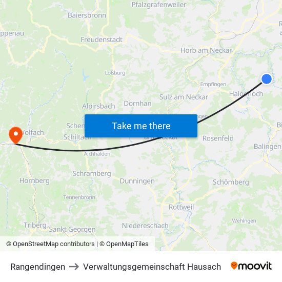 Rangendingen to Verwaltungsgemeinschaft Hausach map