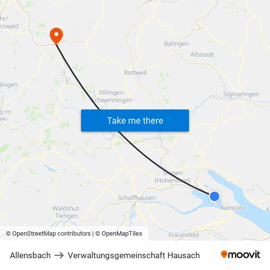 Allensbach to Verwaltungsgemeinschaft Hausach map