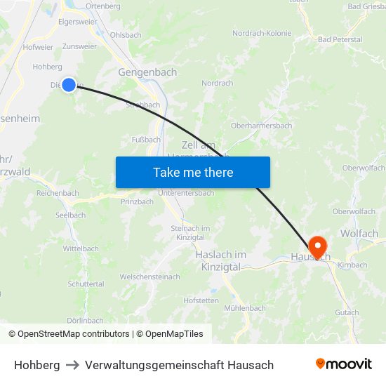 Hohberg to Verwaltungsgemeinschaft Hausach map