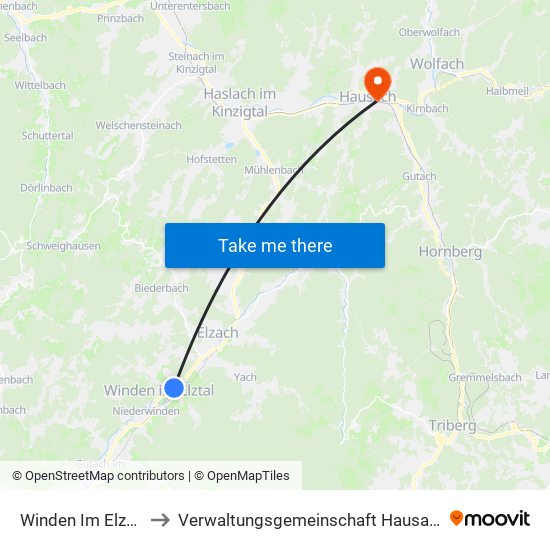 Winden Im Elztal to Verwaltungsgemeinschaft Hausach map