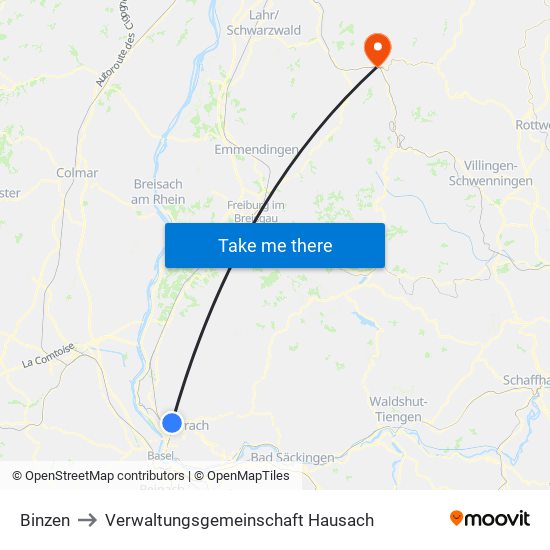 Binzen to Verwaltungsgemeinschaft Hausach map