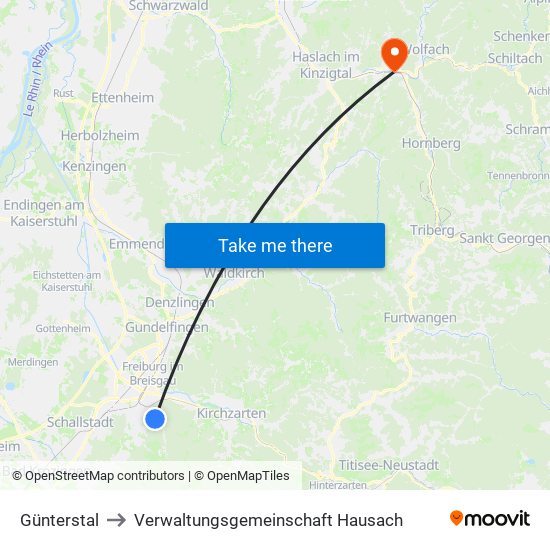 Günterstal to Verwaltungsgemeinschaft Hausach map