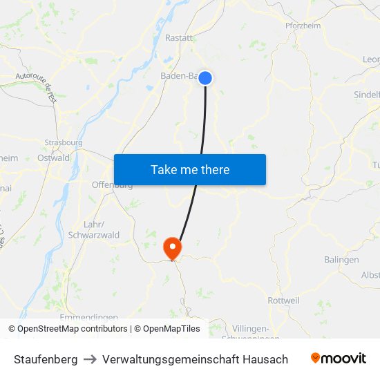 Staufenberg to Verwaltungsgemeinschaft Hausach map