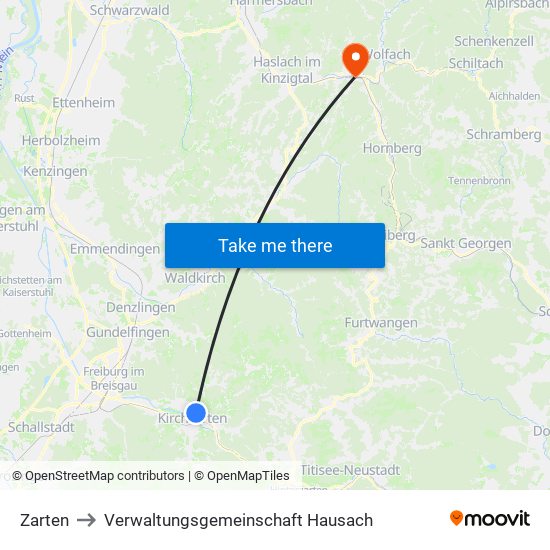 Zarten to Verwaltungsgemeinschaft Hausach map