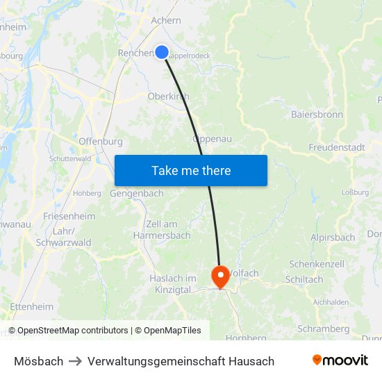 Mösbach to Verwaltungsgemeinschaft Hausach map