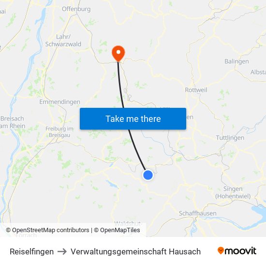 Reiselfingen to Verwaltungsgemeinschaft Hausach map