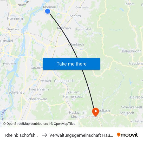 Rheinbischofsheim to Verwaltungsgemeinschaft Hausach map