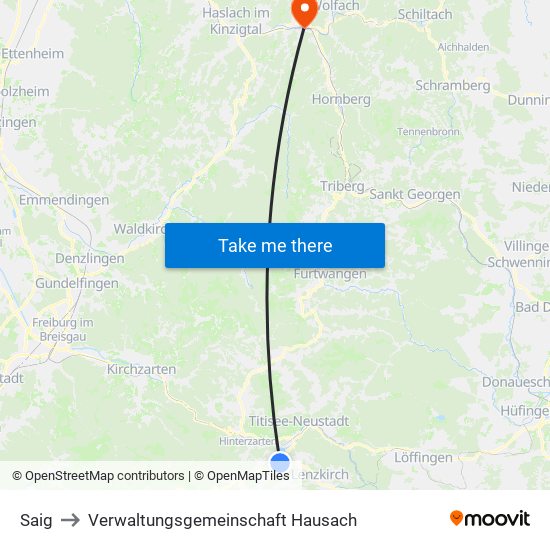 Saig to Verwaltungsgemeinschaft Hausach map