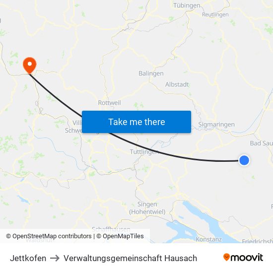 Jettkofen to Verwaltungsgemeinschaft Hausach map
