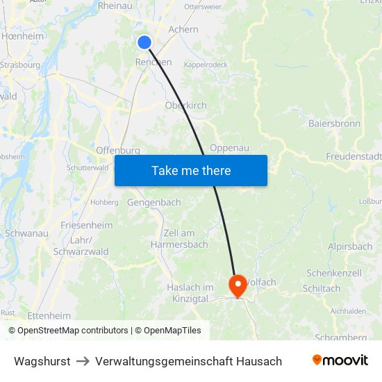 Wagshurst to Verwaltungsgemeinschaft Hausach map
