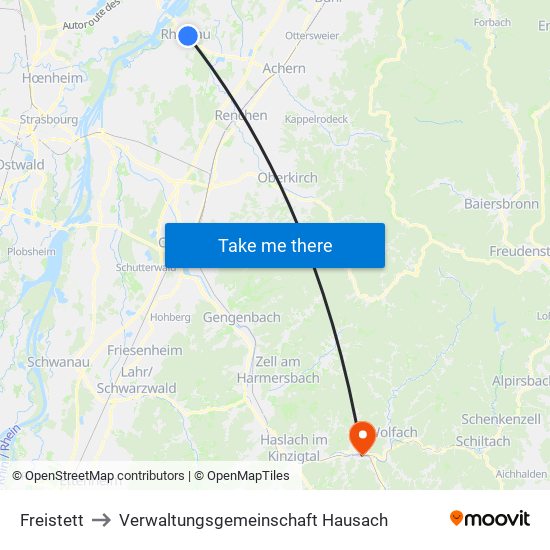 Freistett to Verwaltungsgemeinschaft Hausach map