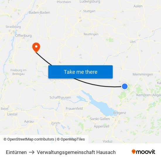 Eintürnen to Verwaltungsgemeinschaft Hausach map