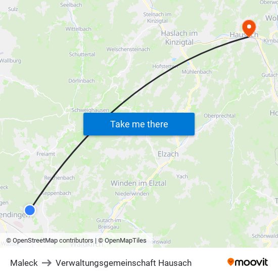 Maleck to Verwaltungsgemeinschaft Hausach map