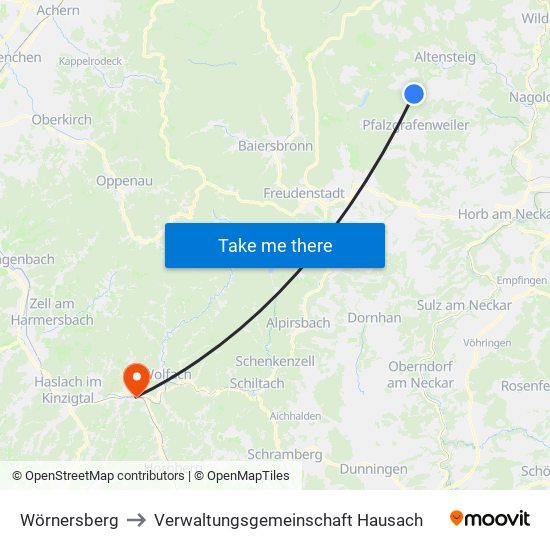 Wörnersberg to Verwaltungsgemeinschaft Hausach map
