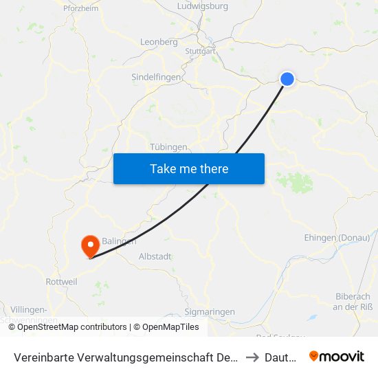 Vereinbarte Verwaltungsgemeinschaft Der Stadt Ebersbach An Der Fils to Dautmergen map