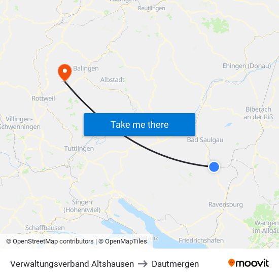 Verwaltungsverband Altshausen to Dautmergen map