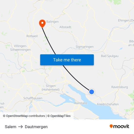 Salem to Dautmergen map