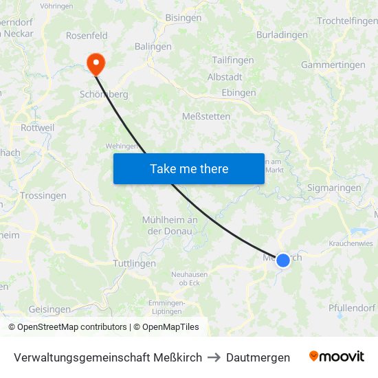 Verwaltungsgemeinschaft Meßkirch to Dautmergen map