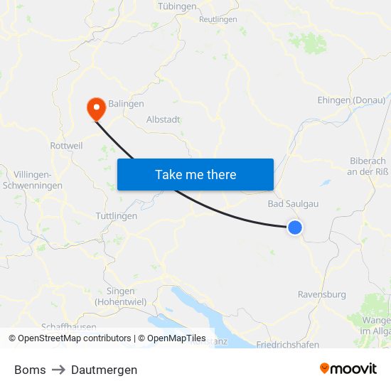 Boms to Dautmergen map