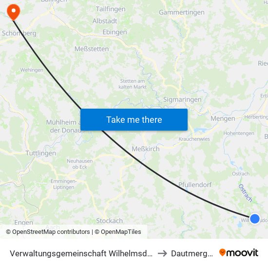 Verwaltungsgemeinschaft Wilhelmsdorf to Dautmergen map