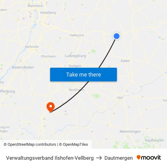 Verwaltungsverband Ilshofen-Vellberg to Dautmergen map