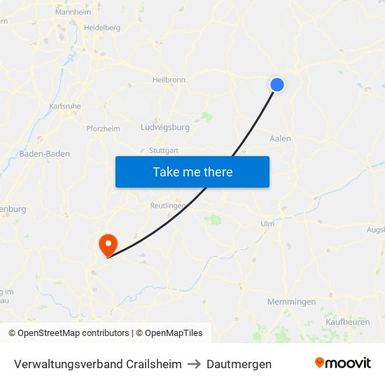 Verwaltungsverband Crailsheim to Dautmergen map