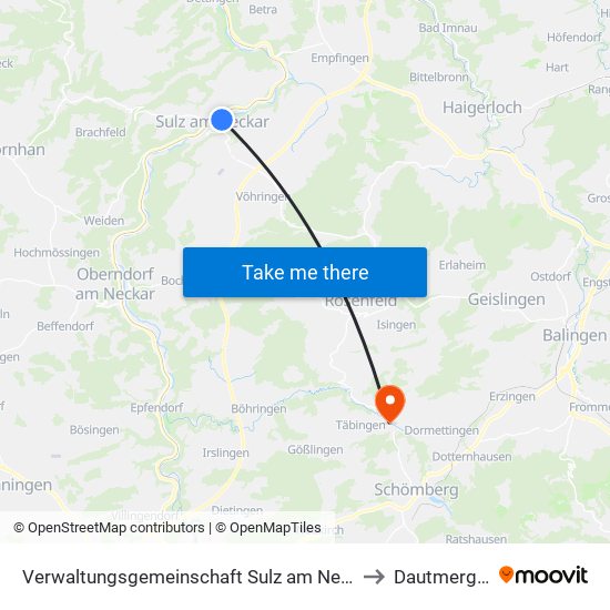 Verwaltungsgemeinschaft Sulz am Neckar to Dautmergen map