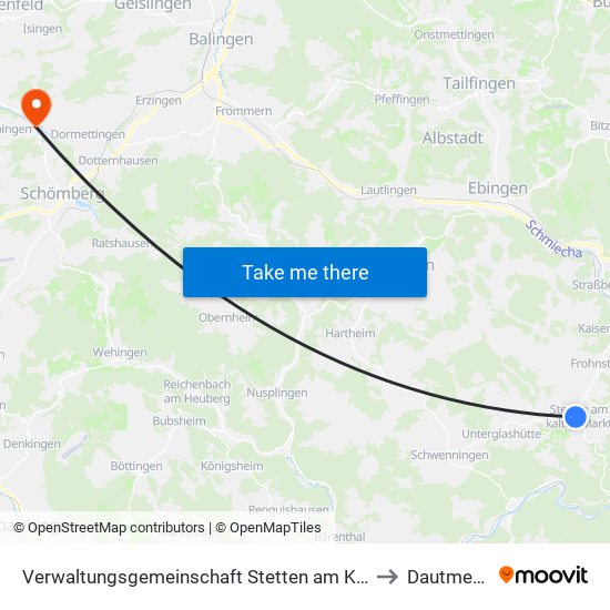 Verwaltungsgemeinschaft Stetten am Kalten Markt to Dautmergen map