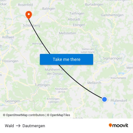 Wald to Dautmergen map